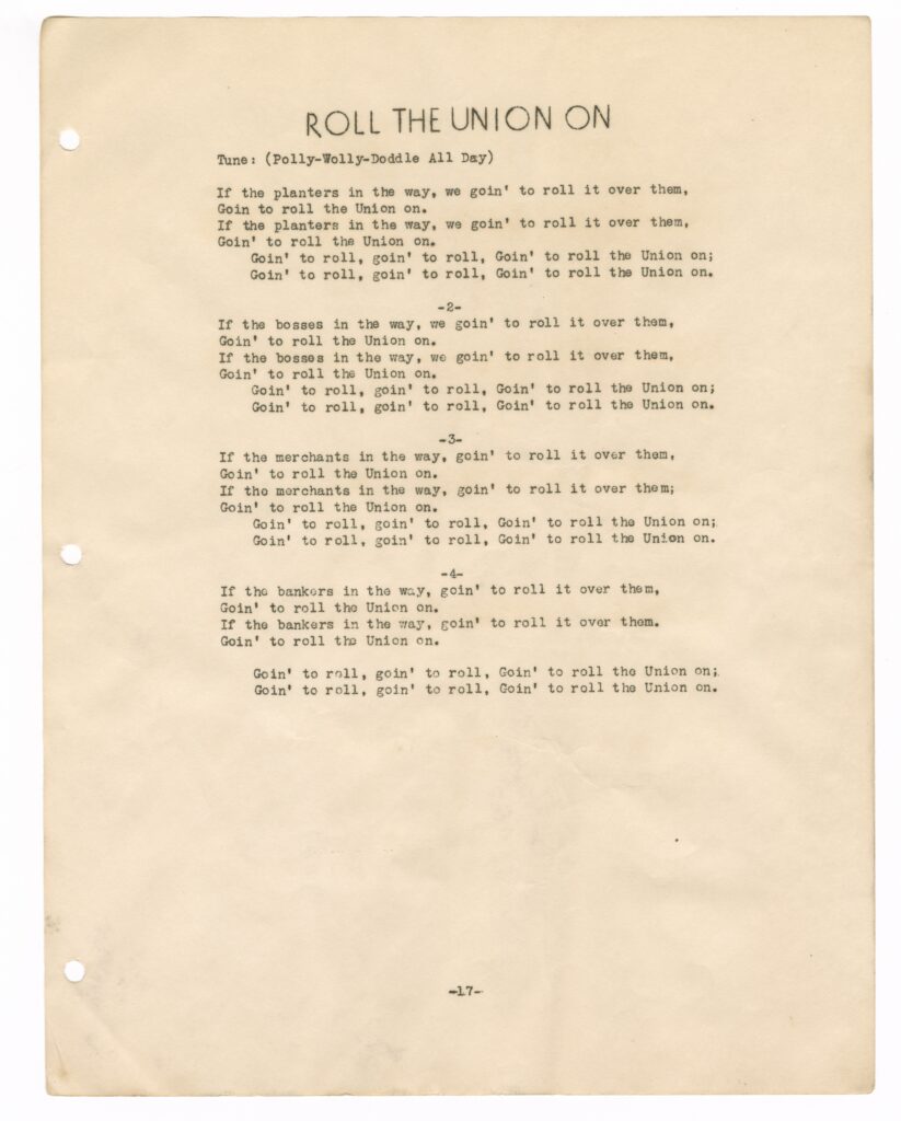 A copy of the song Roll the Union On.