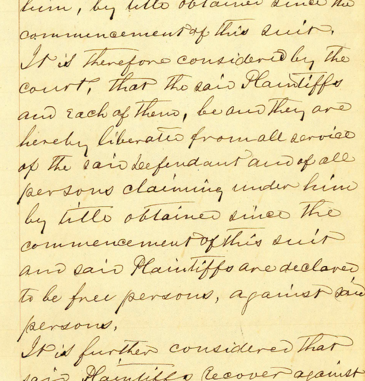 A section of page 17 of the original files of Guy v. Daniel in the Ashley County District Court containing Judge Sorrels’s verdict. Courtesy of UA Little Rock William H. Bowen School of Law Library.